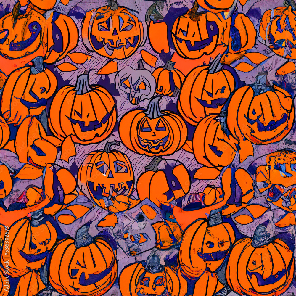 Ilustración de fondo de calabazas de Halloween en tonos naranjas y morados Ilustración de fondo de calabazas de Halloween en tonos naranjas y morados
