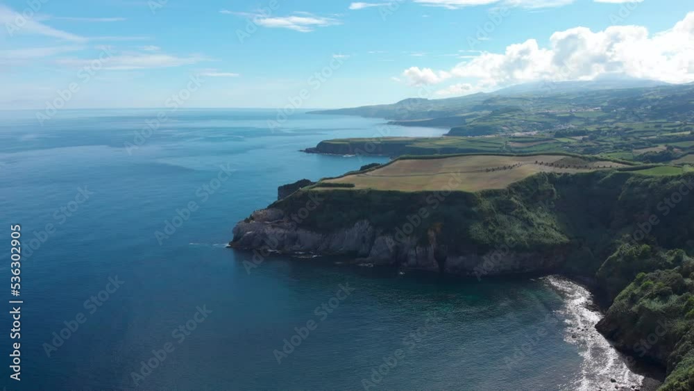 View to Cliffs and Beaches of Coast on São Miguel Island in the Azores View to Cliffs and Beaches of Coast on São Miguel Island in the Azores