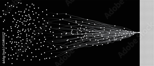 Abstract  lines with dots over dark background. Big data visualization with lines and dots.