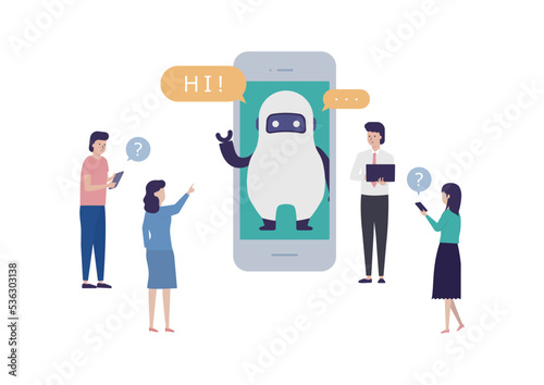 AIチャットボットで顧客からの問合せに自動で返答！業務効率化と満足度の向上を！なイラスト素材｜mayucolor03