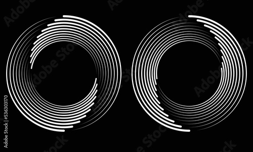 Abstract background with lines. Halftone design in circles. Yin and yang symbol.
