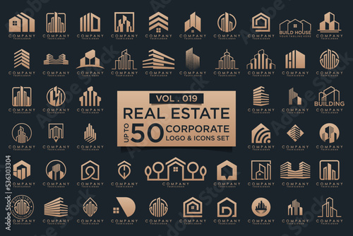 building construction logo and icon set.