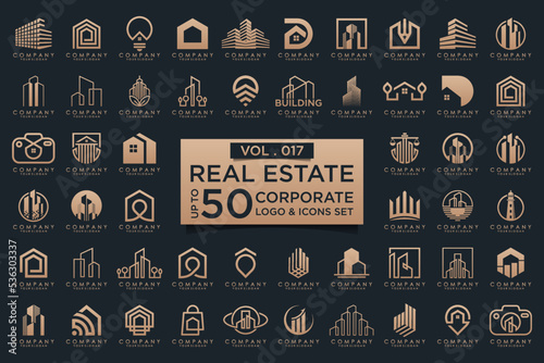 building construction logo and icon set.