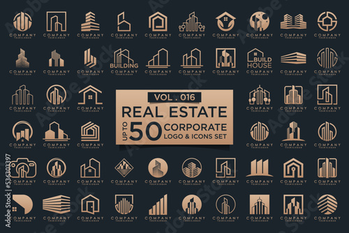 building construction logo and icon set.