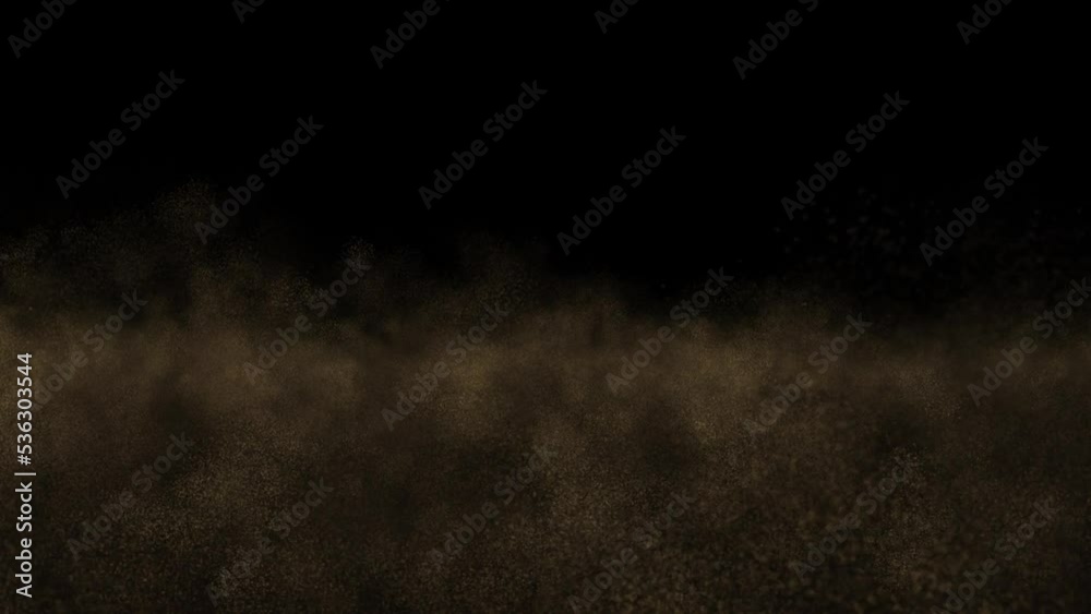 Visual Effects, VFX, sandstorm, sand blowing, dust on black background. Use 