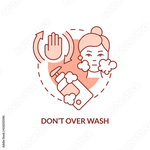 Dont overwash terracotta concept icon. Skincare procedure to restrict abstract idea thin line illustration. Isolated outline drawing photo