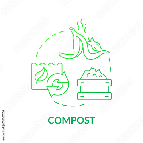 Compost green gradient concept icon. Organic Trash. Recycled garbage. Minimize waste abstract idea thin line illustration. Isolated outline drawing