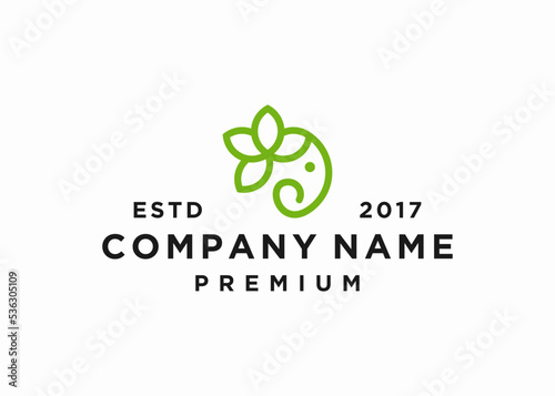 elephant lotus flower logo design vector illustration template