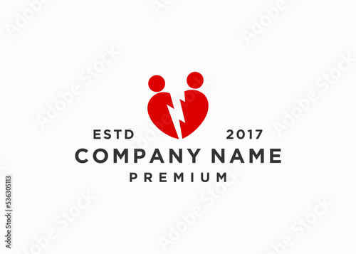 broken heart logo design icon vector illustration template