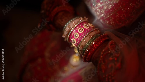 Slow motion shot Beautiful Indian bride bangles shot  