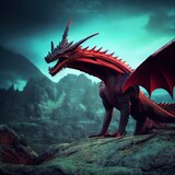 Portrait of a beautiful formidable legendary dragon. Image of an ancient dragon. 3d rendering