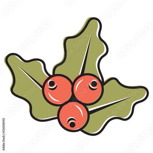 Colorful autumn leaves and berries. Isolated on white background. Simple cartoon flat style. vector illustration.