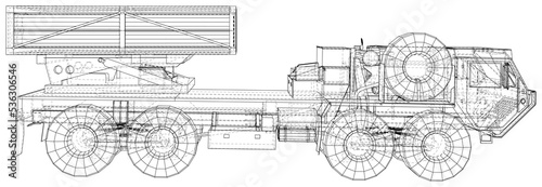 Illustration Missile Truck vector. The layers of visible and invisible lines are separated. EPS10 format. Vector created of 3d