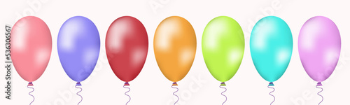 Balloons isolated on white background. Balloons colorful, party decorations, realistic vector illustration.