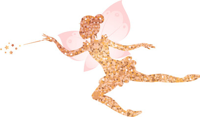 Poster Feen und Elfen Goldene Ballerina Fee Silhouette  © slybrowney