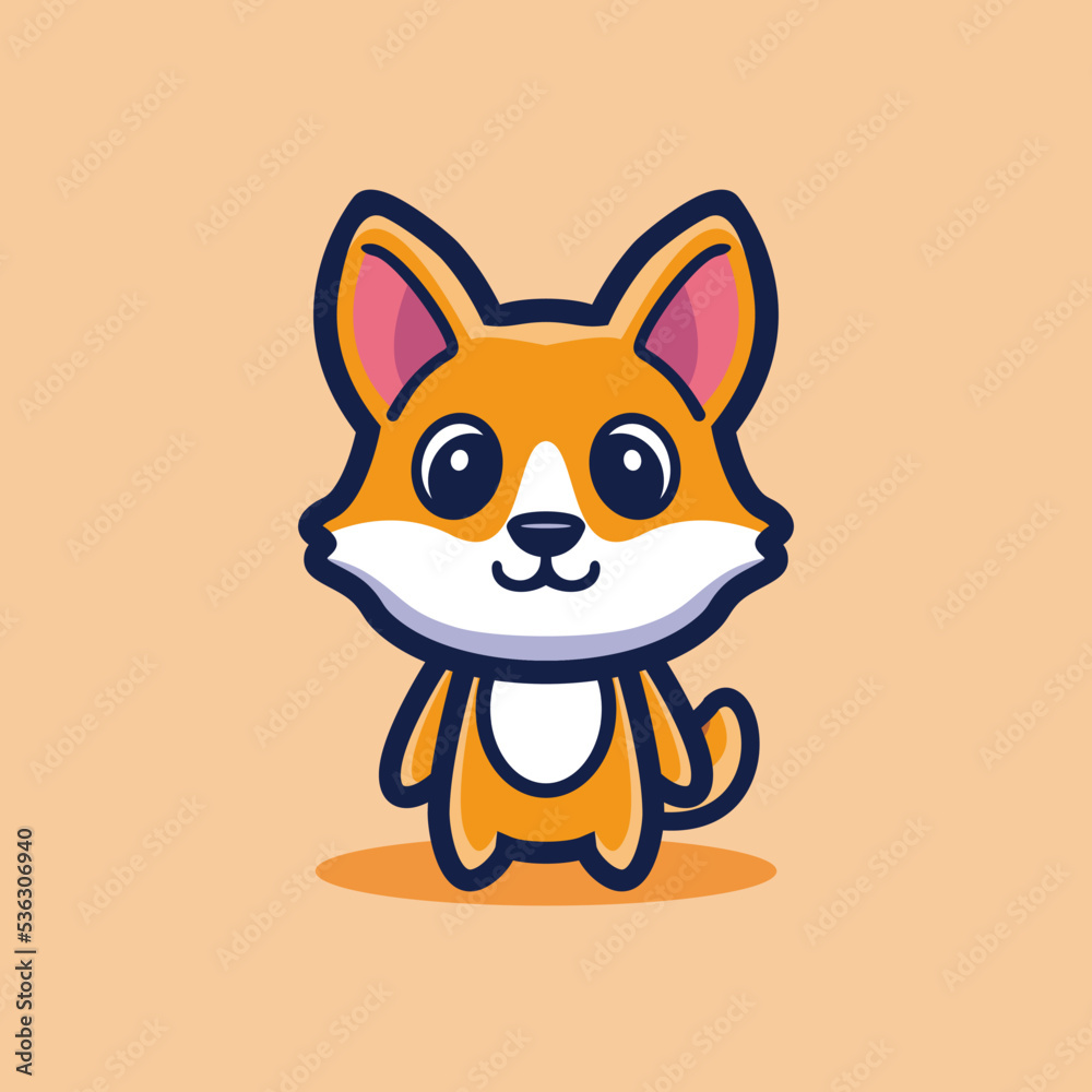 Fototapeta premium art illustration design concept mascot symbol icon cute animal of wolf