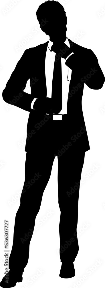 Silhouette business person man in a smart suit and tie 