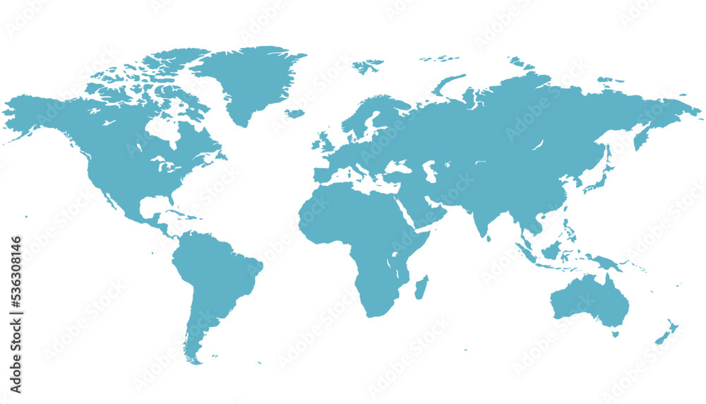 World map. Silhouette map. Color vector modern.	
