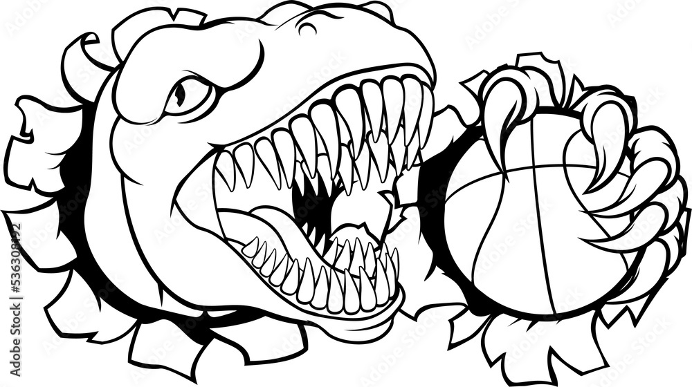 Dinosaur Basketball Player Animal Sports Mascot Dinosaur Basketball Player Animal Sports Mascot
