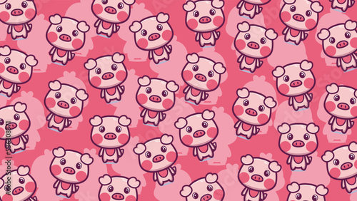 Art illustration background pattern seamless cute animal design symbol concept of baby pig hog
