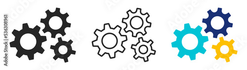 Setting gear icon. Gear wheel icon set. Cogwheel group. Cogwheel. Gears design collection on white background. Gear wheel icons. photo