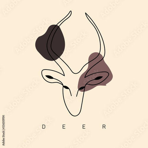 one line art of the cute deer face