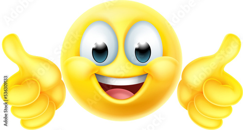 Thumbs Up Happy Emoticon Cartoon Face