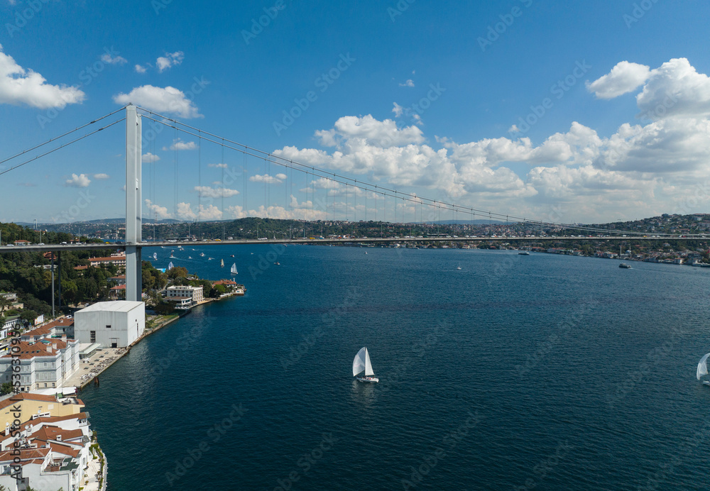 Bosphorus Yachts Race Drone Photo, Besiktas, Istanbul Turkey