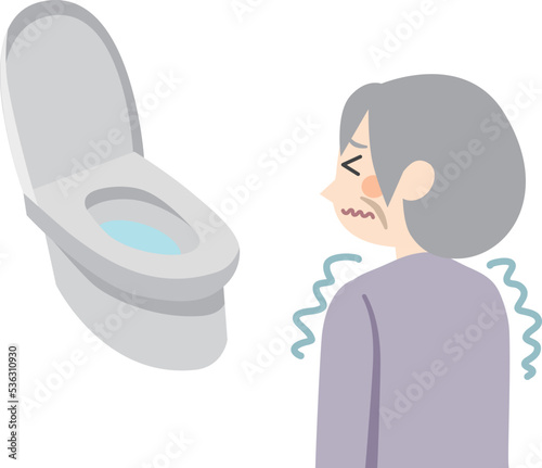 トイレの温度が低いので震える高齢者