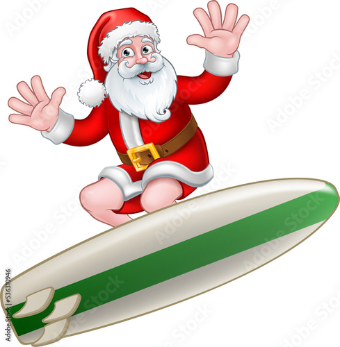 Santa Claus Surfing Christm...