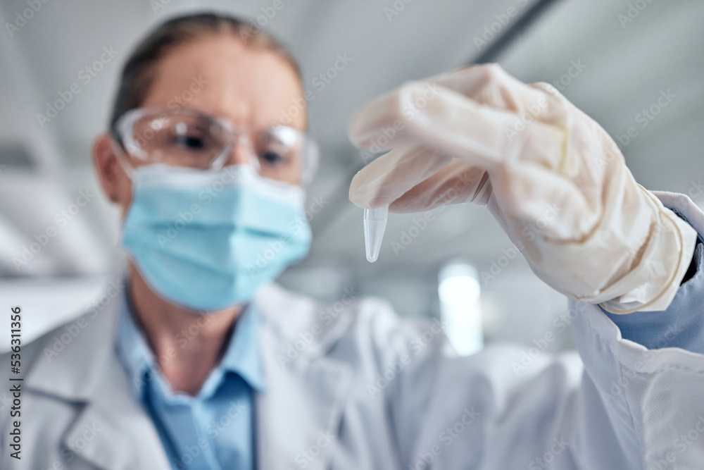 Doctor research in laboratory, future science test medicine and focus on chemical liquid vaccine. Woman scientist study experiment, medical covid healthcare education and futuristic scifi chemistry Doctor research in laboratory, future science test medicine and focus on chemical liquid vaccine. Woman scientist study experiment, medical covid healthcare education and futuristic scifi chemistry