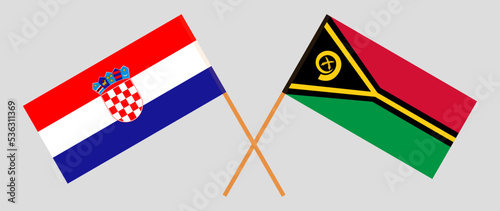 Crossed flags of Croatia and Vanuatu. Official colors. Correct proportion