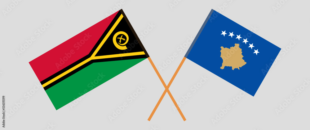 Crossed flags of Vanuatu and Kosovo. Official colors. Correct proportion Crossed flags of Vanuatu and Kosovo. Official colors. Correct proportion