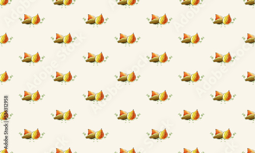 Pumpkins Seamless Pattern. Autumn background in watercolor style. Pattern design for Harvest festival or Thanksgiving day. Illustration for wrapping paper, and textiles. © LYUDMILA
