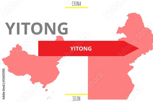 Yitong: Illustration mit dem Namen der chinesischen Stadt Yitong in der Provinz Jilin photo