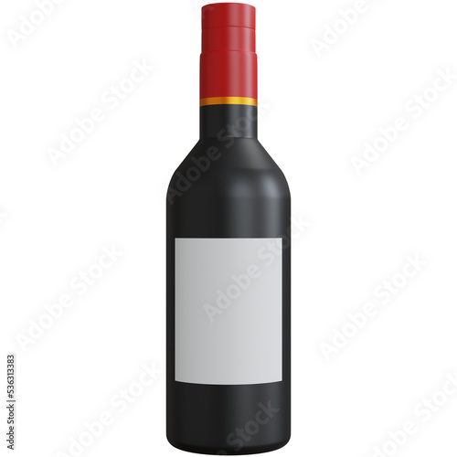 3d rendering wine bottle money isolated