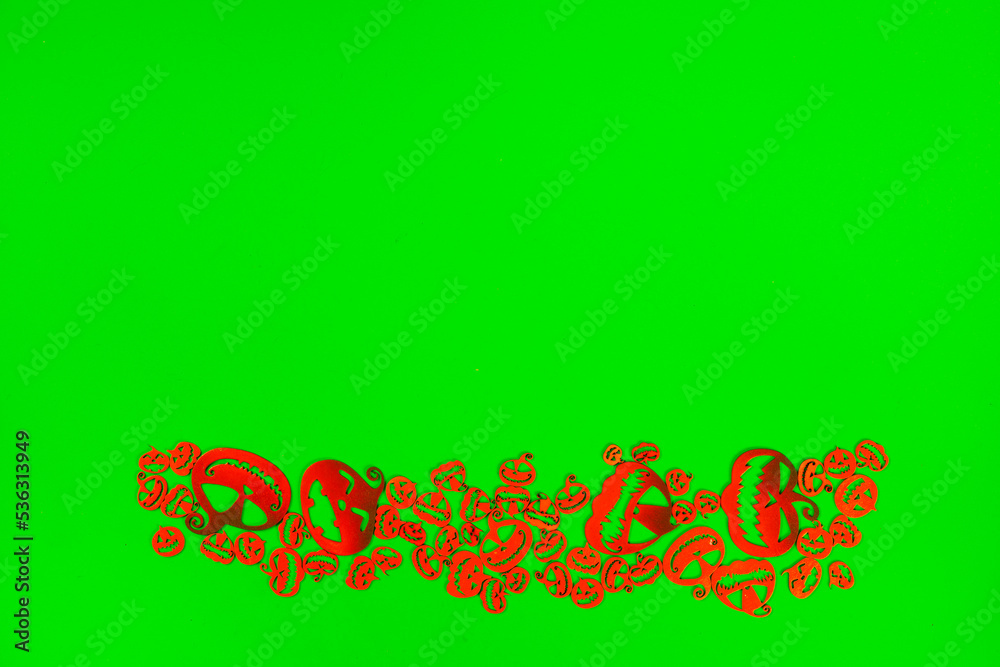 Fototapeta premium Halloween pumpkins on the green screen background.