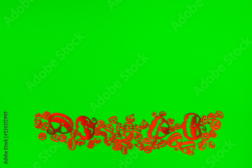 Halloween pumpkins on the green screen background.