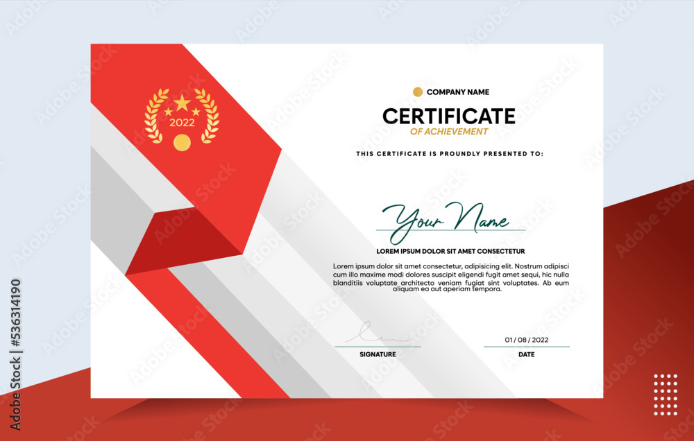 Fototapeta premium Modern of achievement certificate template