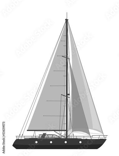 Sailing luxury yacht isolated illustration