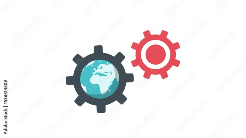 earth with gears and cogwheel animation.4K motion animation earth with gears and cogwheel animation.4K motion animation