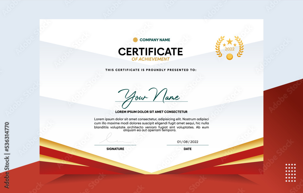 Fototapeta premium Modern of achievement certificate template