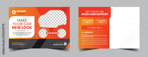 Car wash Postcard Template Design