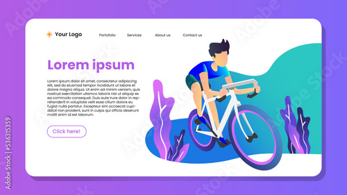 Landing page for bike store flat design illustration