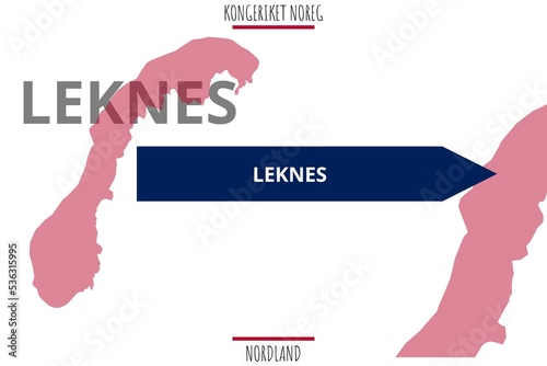 Leknes: Illustration mit dem Namen der norwegischen Stadt Leknes in der Provinz Nordland photo