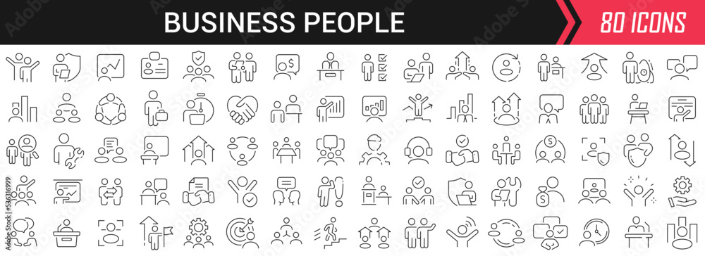 Business people linear icons in black. Big UI icons collection in a flat design. Thin outline signs pack. Big set of icons for design Business people linear icons in black. Big UI icons collection in a flat design. Thin outline signs pack. Big set of icons for design