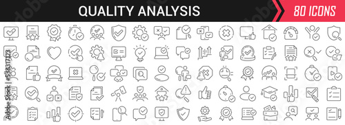 Quality analysis linear icons in black. Big UI icons collection in a flat design. Thin outline signs pack. Big set of icons for design © stas111