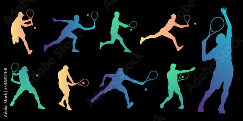 Tennis player silhouettes collection