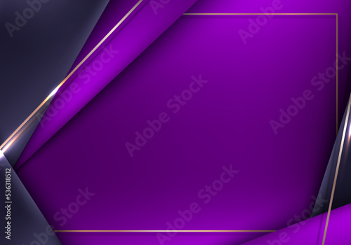 Abstract 3D modern template luxury style purple stripes with golden lines and lighting sparkles decoration design elegant background