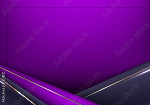 Abstract 3D modern template luxury style purple stripes with golden lines and lighting sparkles decoration design elegant background